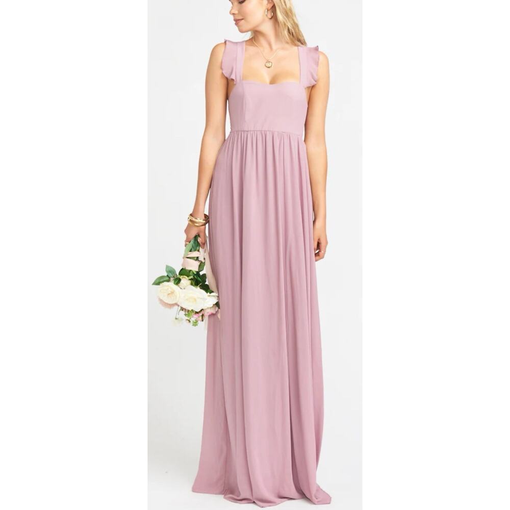 Show Me Your Mumu June Maxi Bridesmaid Formal Dress Antique Rose Chiffon NWT S